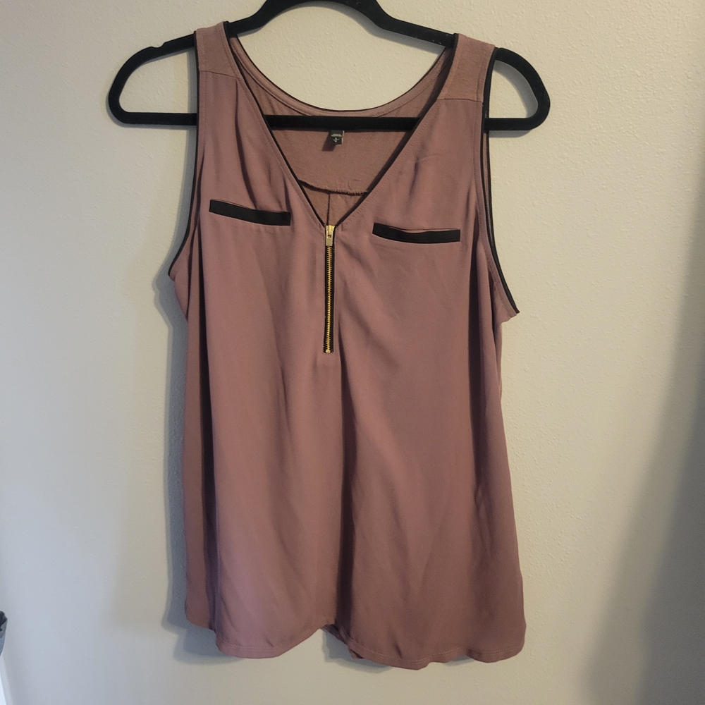 Express Mauve Tank Top with Gold Zipper